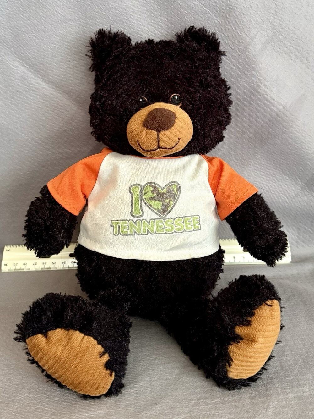 Plushology Stuffed Black Teddy Bear Souvenir Animal Plush “I ❤️ Tennessee” Camo